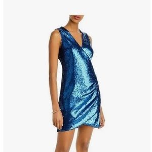 Aqua blue sequin mini dress